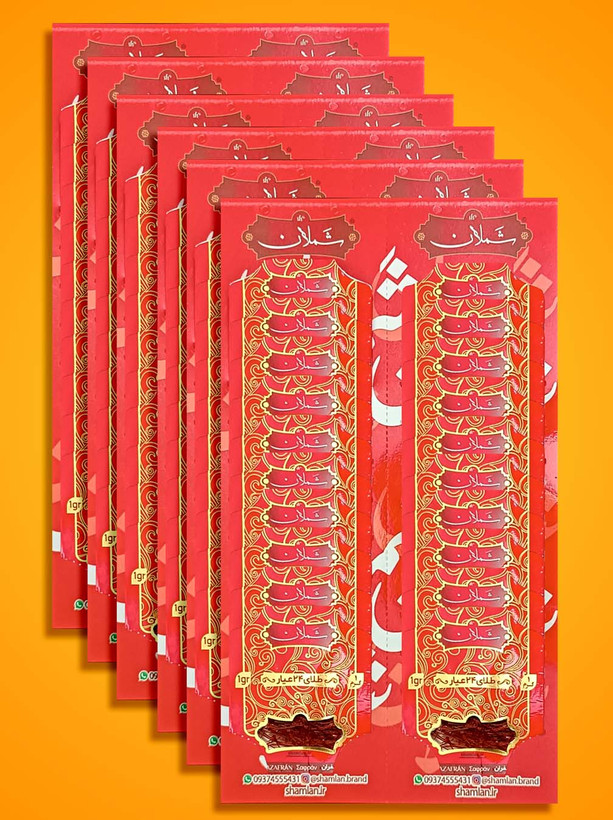 زعفران نگین شملان یک گرم طرح شش ورق به بالا